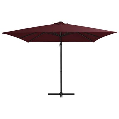 vidaXL Cantilever Umbrella with LED lights Bordeaux Red 250x250 cm