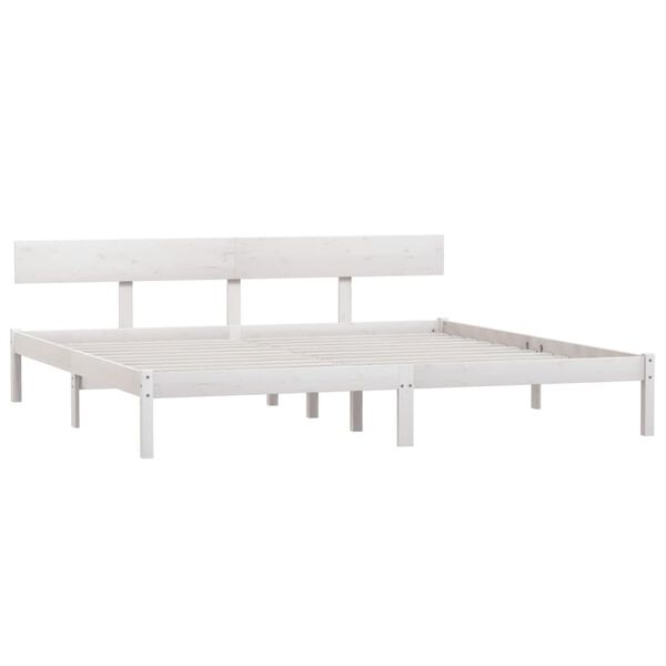 vidaXL Bed Frame without Mattress White Solid Wood Super King