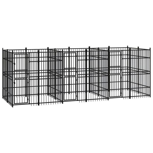 vidaXL Outdoor Dog Kennel Steel 11.06 m²