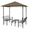 vidaXL Garden Pavilion with Table and Benches 2.5x1.5x2.4 m Taupe 180 g/m&sup2;