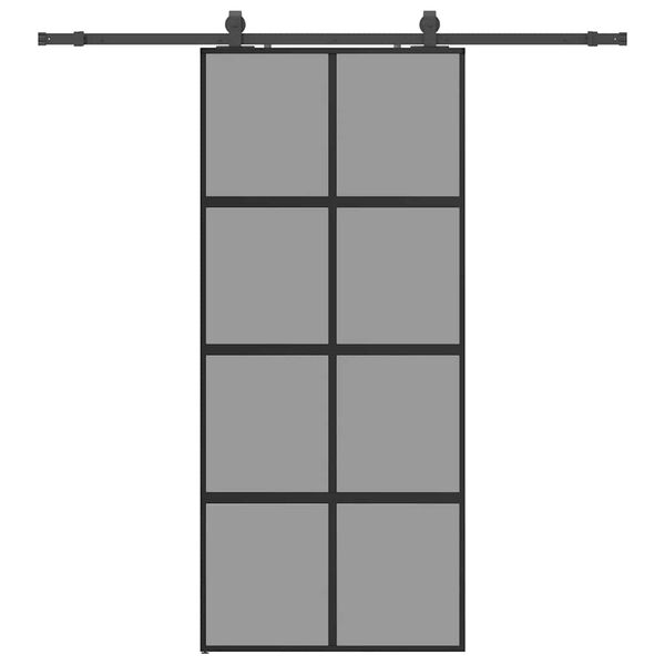 vidaXL Sliding Door with Hardware Set Black 90x205 cm Tempered Glass