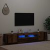 vidaXL TV Cabinet with LED Lights Old Wood 200x35x40 cm Engineered Wood