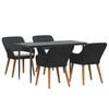 vidaXL Garden Dining Set with Cushion 5 pcs Black Poly Rattan