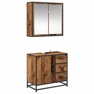 vidaXL Bathroom Furniture Set 2 pcs Old Wood Engineered Wood