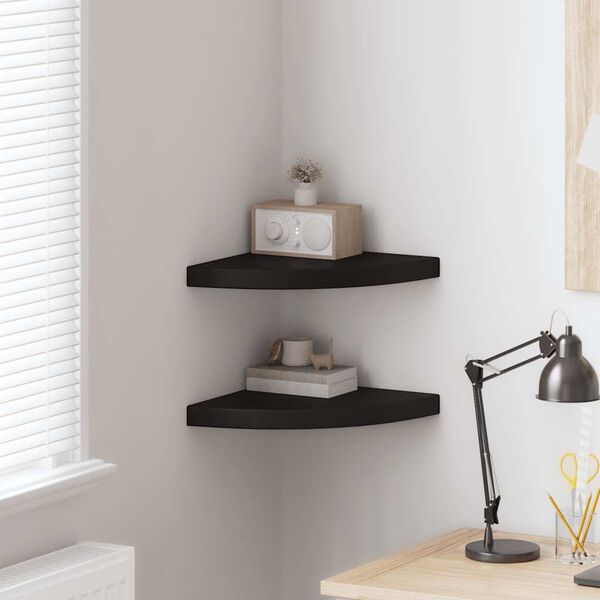 vidaXL Floating Corner Shelves 2 pcs Black 35x35x3.8 cm MDF