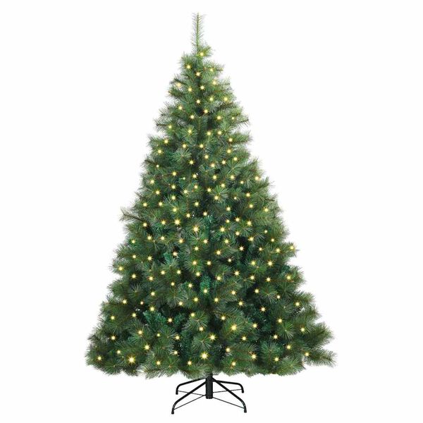 vidaXL Artificial Christmas Tree with 300 LEDs Green 180 cm PE and PVC