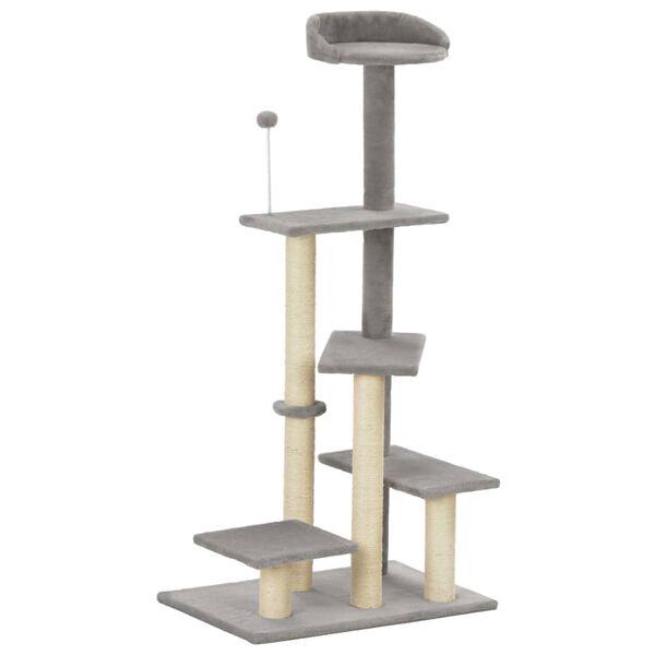 vidaXL Cat Tree with Sisal Scratching Post Grey 125 cm