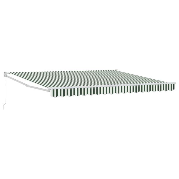 vidaXL Retractable Awning Green and white 400 x 300 cm Polyester