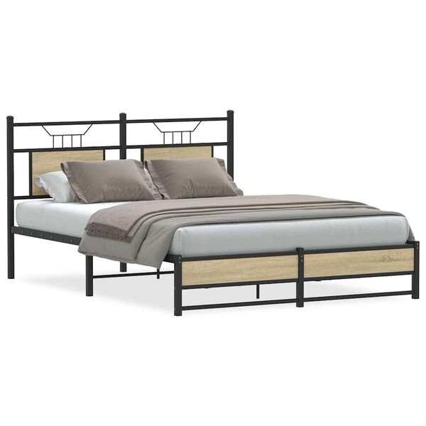 vidaXL Bed Frame without Mattress Sonoma Oak 137x190 cm Engineered Wood
