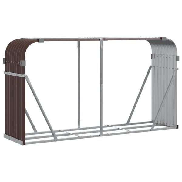 vidaXL Log Holder Brown 180x45x100 cm Galvanised Steel