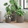 vidaXL Planter Basket with Storage 3 pcs Kubu Grey Kubu Rattan