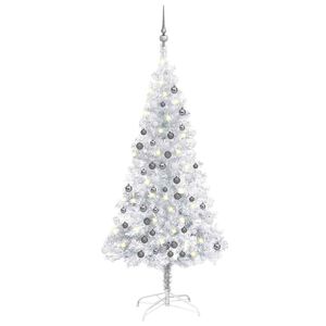 vidaXL Artificial Pre-lit Christmas Tree with Ball Set Silver 120 cm PET