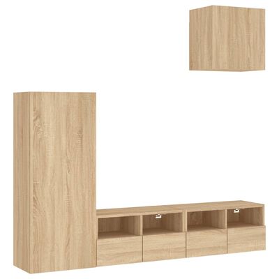 vidaXL 4 Piece TV Wall Units Sonoma Oak Engineered Wood