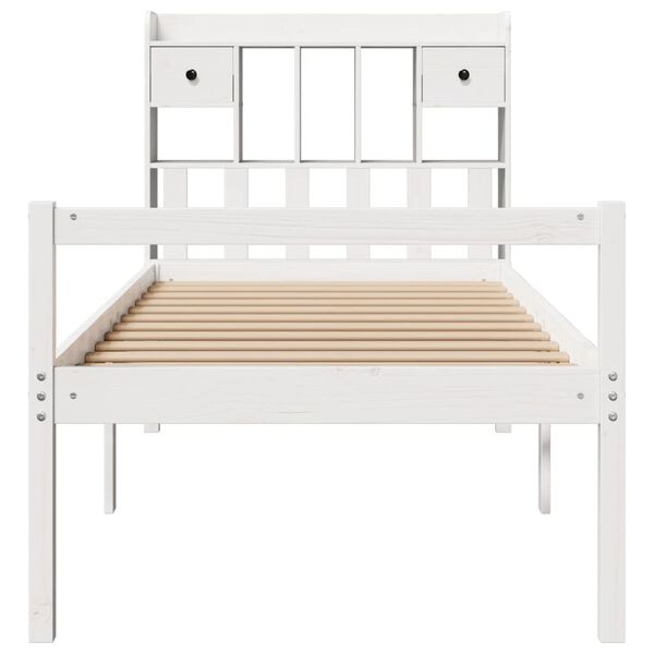 vidaXL Bookcase Bed without Mattress White 90x190 cm Single Solid Wood Pine