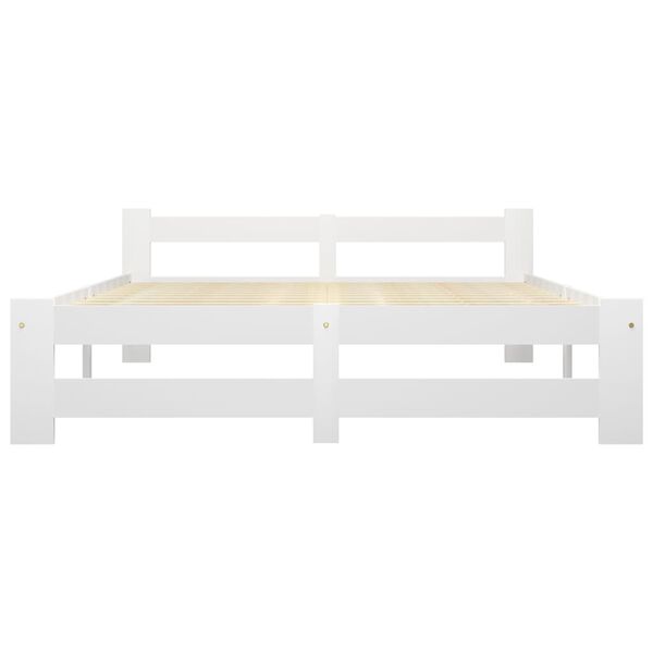vidaXL Bed Frame without Mattress White Solid Pine Wood 140x200 cm