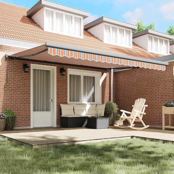 vidaXL Retractable Awning Orange and Grey 400 x 300 cm