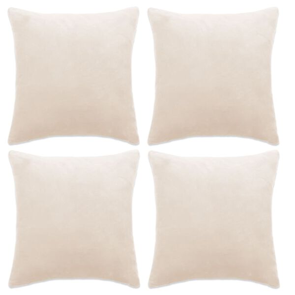 vidaXL Cushion Covers 4 pcs Velour 40x40 cm Off White