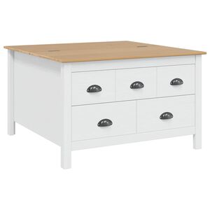 vidaXL Coffee Table HILL White and Honey Brown 79.5 x 79.5 x 49 cm