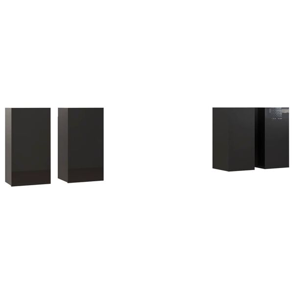 vidaXL TV Cabinets 4 pcs High Gloss Black 30.5x30x60 cm Engineered Wood