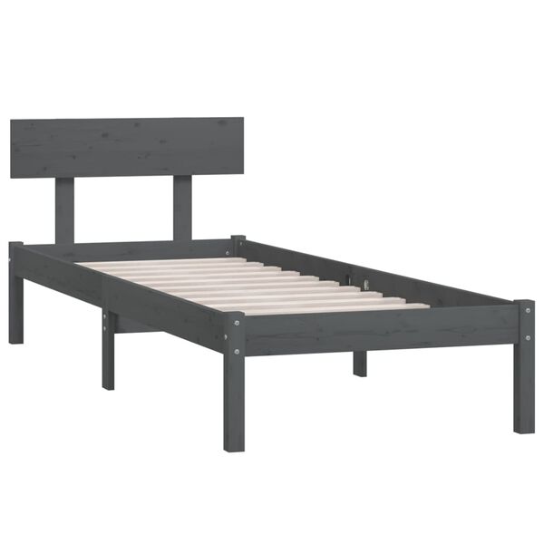 vidaXL Bed Frame without Mattress Grey Solid Wood 100x200 cm