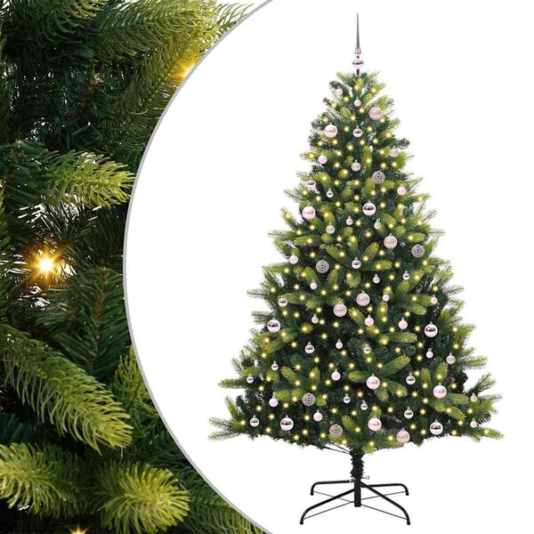vidaXL Artificial Hinged Christmas Tree 300 LEDs Green 240 cm