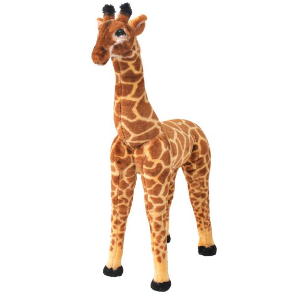 vidaXL Standing Plush Toy Giraffe Brown and Yellow XXL