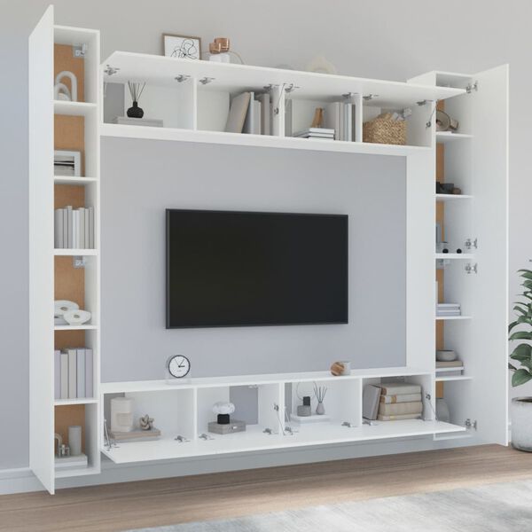 vidaXL 8 Piece TV Cabinet Set White Engineered Wood