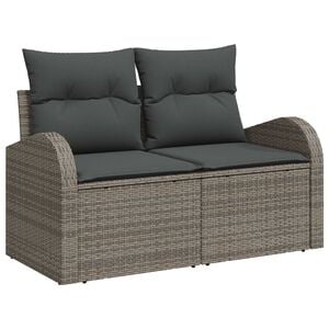 vidaXL Garden Sofa Grey 124 x 62 x 69cm Poly Rattan