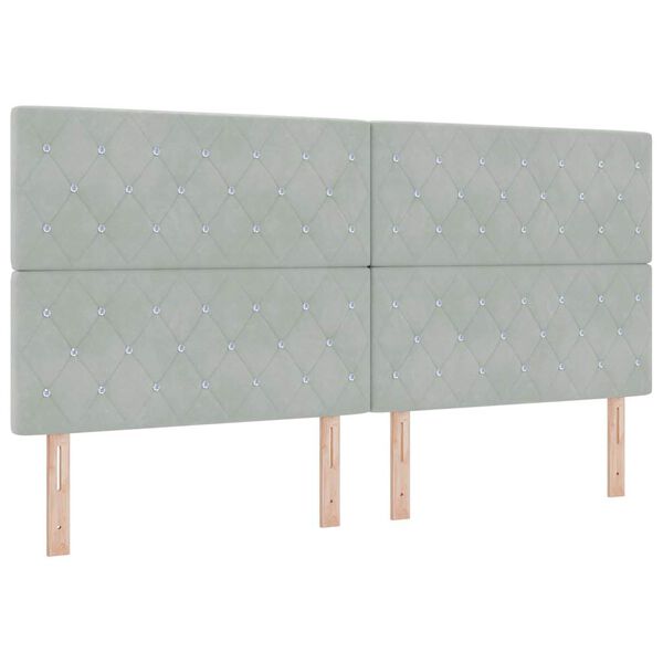 vidaXL LED Headboard with LED Strip Lights Light Grey 200 cm Polyester