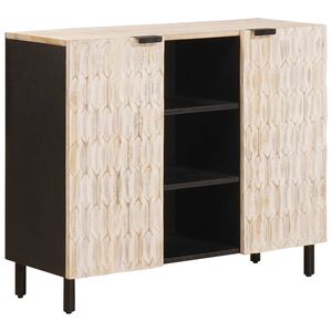 vidaXL Sideboard White Wash Finish 90 x 33 x 75 cm Solid Mango Wood