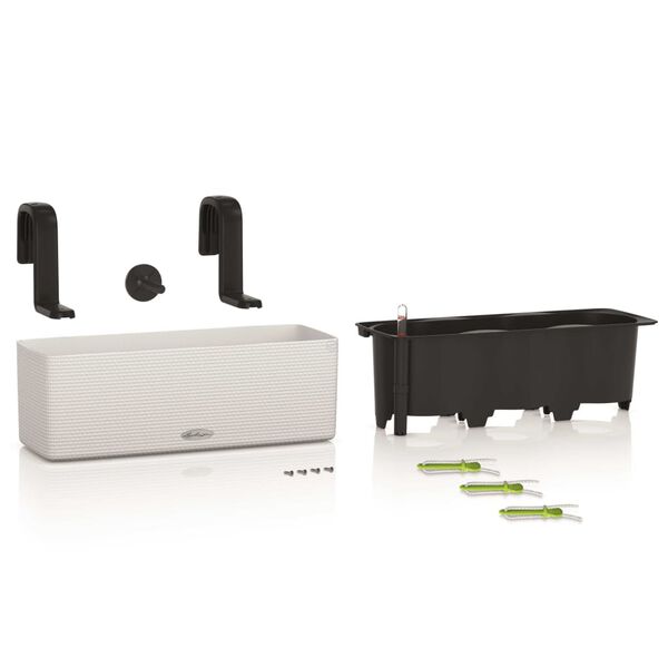 LECHUZA Planter CUBE color triple with Brackets White 13680