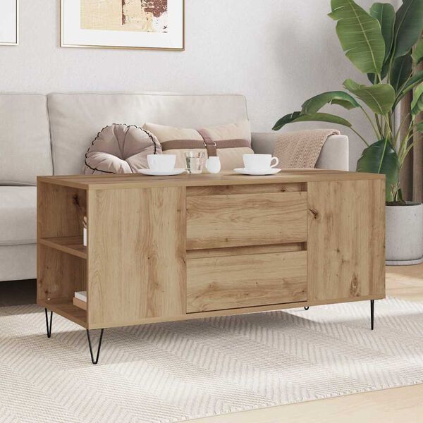 vidaXL Coffee Table Artisan Oak 102 x 44.5 x 50 cm Engineered Wood