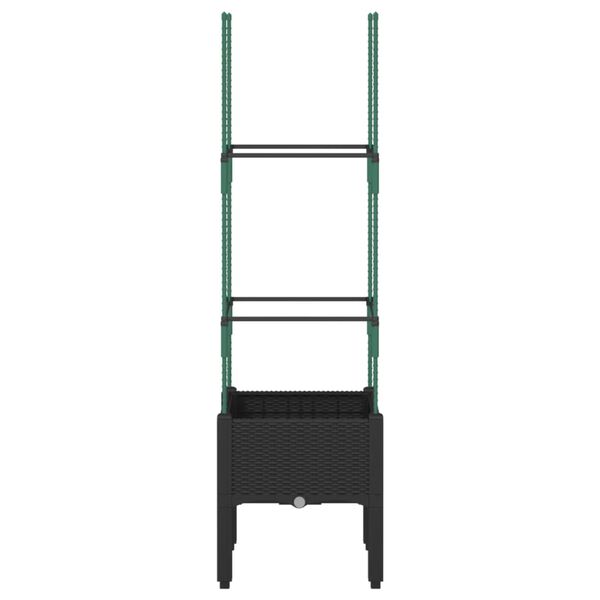 vidaXL Garden Planter with Trellis Black 40x40x142.5 cm PP