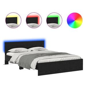 vidaXL Bed Frame with Headboard Black Oak 120 x 190 cm Engineered Wood