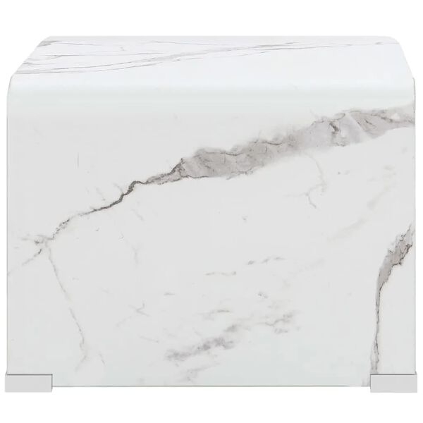 vidaXL Coffee Table White Marble 50x50x45 cm Tempered Glass