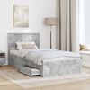 vidaXL Bed Frame Concrete Grey 100 x 200 cm Engineered Wood