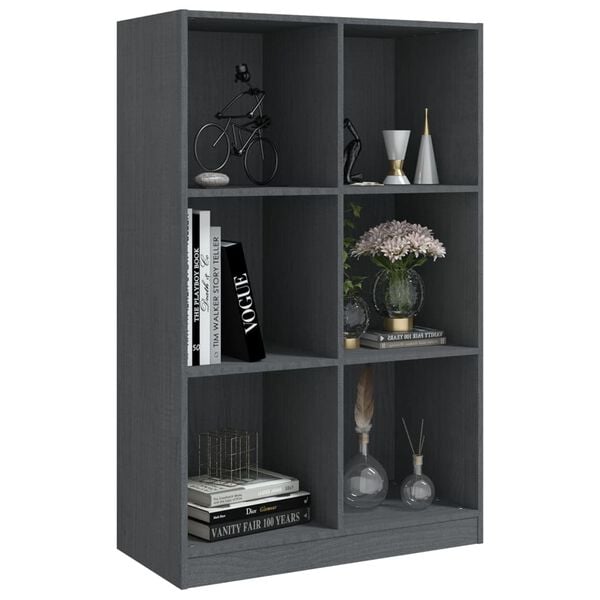 vidaXL Book Cabinet Grey 70x33x110 cm Solid Pinewood