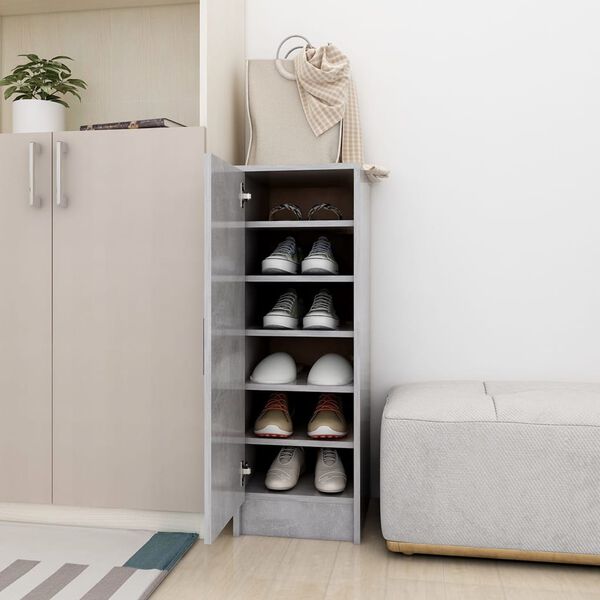 vidaXL Shoe Cabinet Concrete Grey 32x35x92 cm Engineered Wood