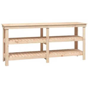 vidaXL Work Bench with Shelf Natural 181 x 50 x 80 cm Solid Pine Wood