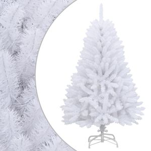 vidaXL Artificial Hinged Christmas Tree | White | PVC and Metal | Medium