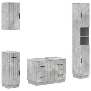 vidaXL 4 Piece Bathroom Cabinet Set HOORN Concrete Grey