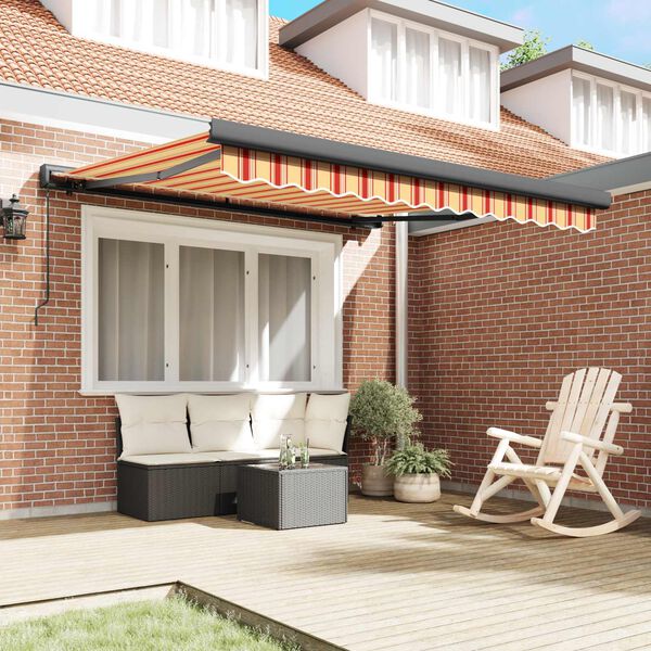 vidaXL Retractable Awning Yellow and Orange 350 x 250 cm