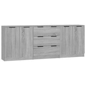 vidaXL 3 Piece Sideboards Grey Sonama Engineered Wood