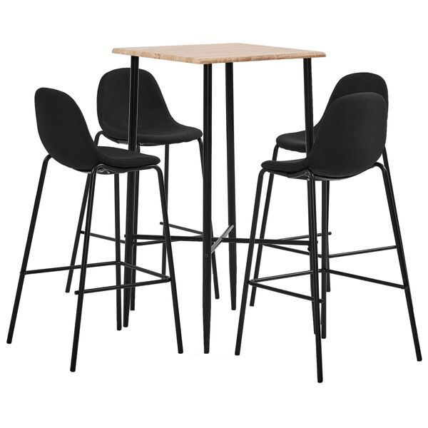 vidaXL 5 Piece Bar Set Fabric Black
