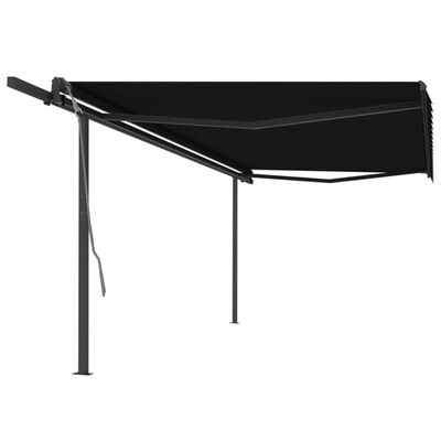 vidaXL Automatic Retractable Awning with Posts 5x3 m Anthracite