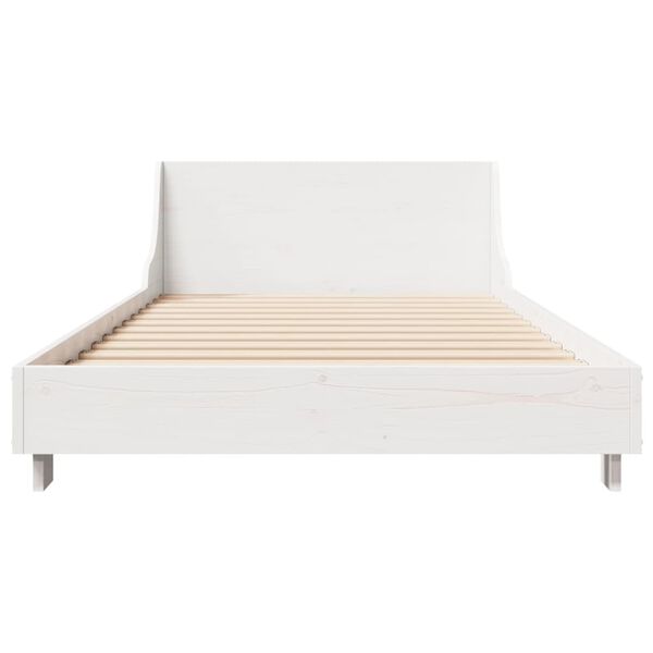 vidaXL Bed Frame without Mattress White 75x190 cm Small Single Solid Wood Pine