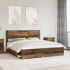 vidaXL Bed Frame with Headboard Old Wood 200 x 200 cm Solid Pine Wood