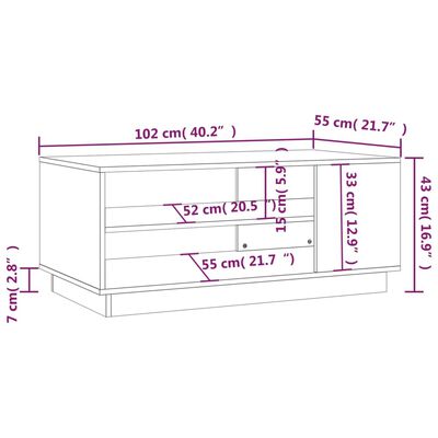 vidaXL Coffee Table Grey Sonoma 102x55x43 cm Engineered Wood