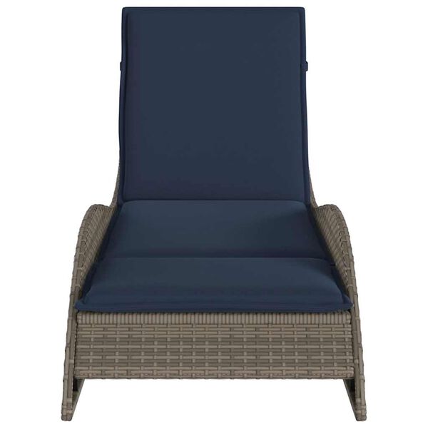 vidaXL Sun Lounger with Cushion Grey 60x205x73 cm Poly Rattan