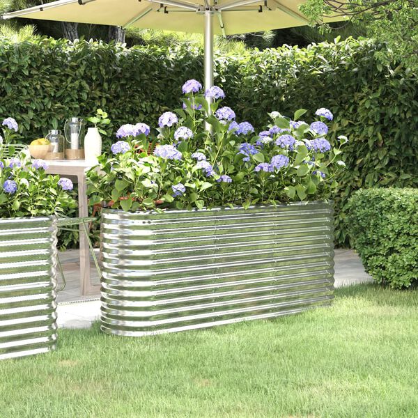 vidaXL Garden Raised Bed Galvanised Steel 152x40x68 cm Silver